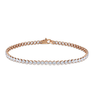 Теннисный браслет из красного золота с фианитами