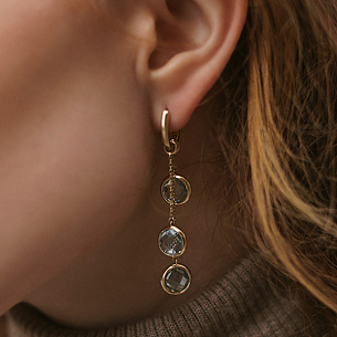 Серьги с английским замком из желтого золота с топазом