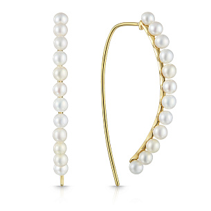 Продевки из желтого золота с жемчугом