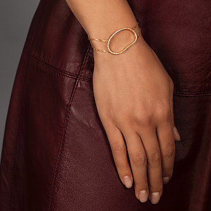 Браслет декоративный из желтого золота с бриллиантом, плетение якорное