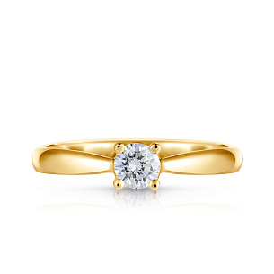 Кольцо помолвочное из желтого золота с бриллиантом