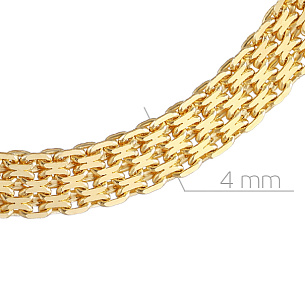 Браслет автомат из желтого золота, плетение якорное четырехрядное, бисмарк