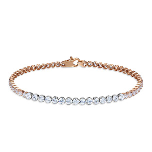 Теннисный браслет из комбинированного золота с фианитами