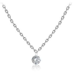 Колье из белого золота с бриллиантом, плетение якорное