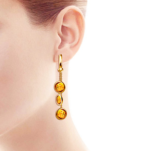 Серьги со съемным элементом из желтого золота с цитрином