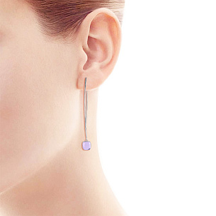 Серьги из белого золота с аметистом