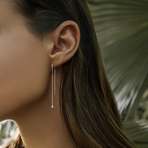 Продевки из белого золота с бриллиантами, плетение якорное