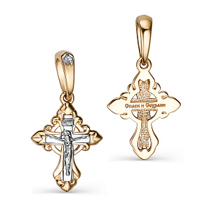 Крест из красного золота с бриллиантом