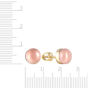 Пусеты из желтого золота с кварцем