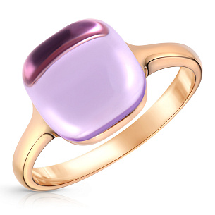 Кольцо из красного золота с аметистом