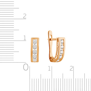 Серьги детские из красного золота с фианитом