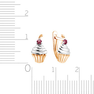 Серьги детские из красного золота с фианитом