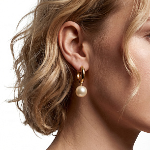 Серьги Конго из желтого золота с жемчугом