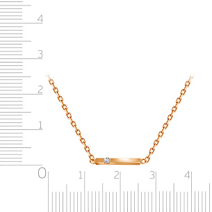 Колье из красного золота с бриллиантом, плетение якорное