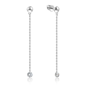 Серьги Пусеты из белого золота с бриллиантами, плетение якорное