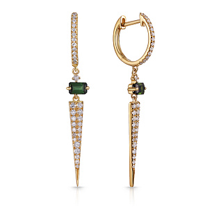 Конго с турмалином и бриллиантами из желтого золота