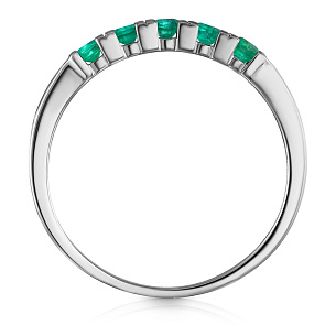 Кольцо из белого золота с изумрудами