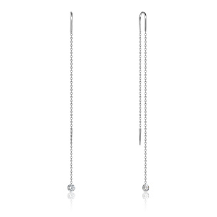 Серьги Продевки из белого золота с бриллиантами, плетение якорное