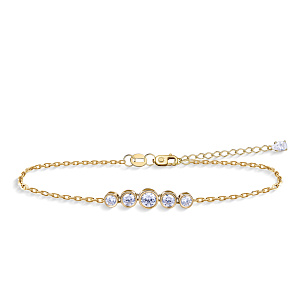 Браслет декоративный из желтого золота с фианитом