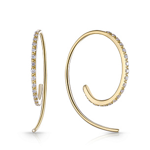 Серьги Продевки из желтого золота с бриллиантами