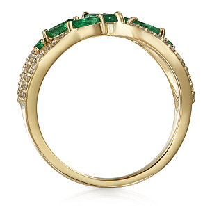 Золотое кольцо с бриллиантами, изумрудом