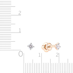 Пусеты детские из красного золота с бриллиантами