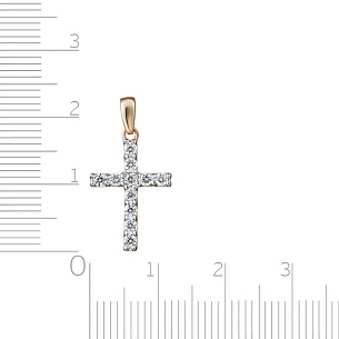 Крест декоративный из красного золота с бриллиантом