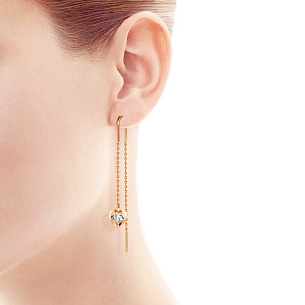 Продевки из красного золота с фианитом, плетение якорное