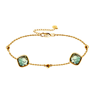 Браслет декоративный из желтого золота с аметистом, плетение якорное