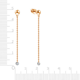 Серьги Пусеты из красного золота с бриллиантами, плетение якорное