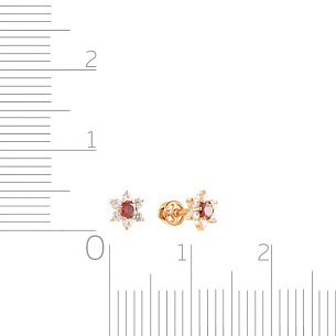 Серьги детские из красного золота с фианитом