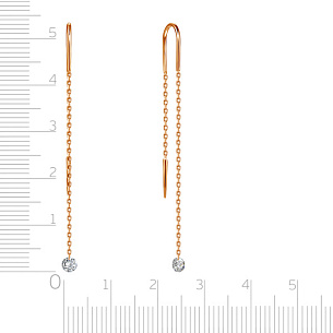 Продевки из красного золота с бриллиантами, плетение якорное