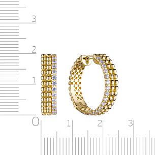 Серьги Конго из желтого золота с фианитом