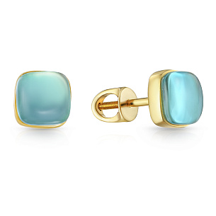 Пусеты из желтого золота с топазом