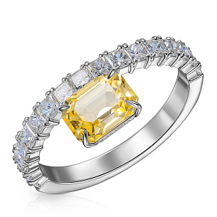 Кольцо из белого золота с бриллиантами и сапфиром