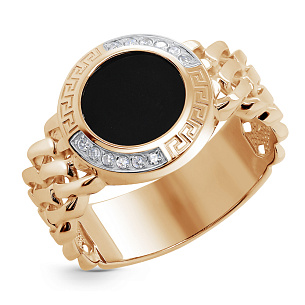 Печатка из красного золота с агатом