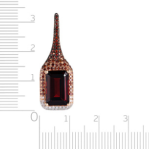 Подвеска из красного золота с гранатом и бриллиантами