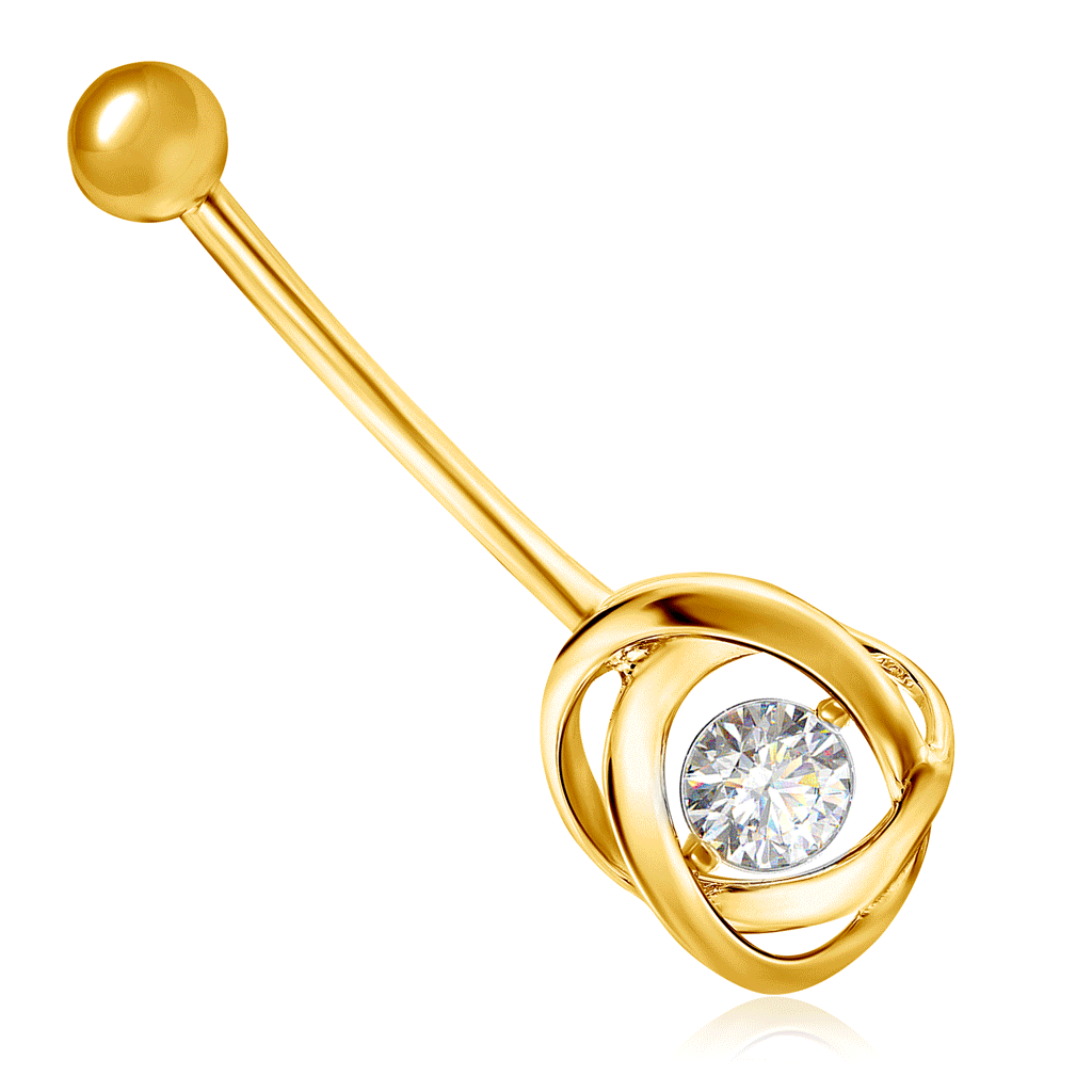 Пирсинг из желтого золота с танцующим бриллиантом пирсинг в ухо кольцо классик d 12мм золото