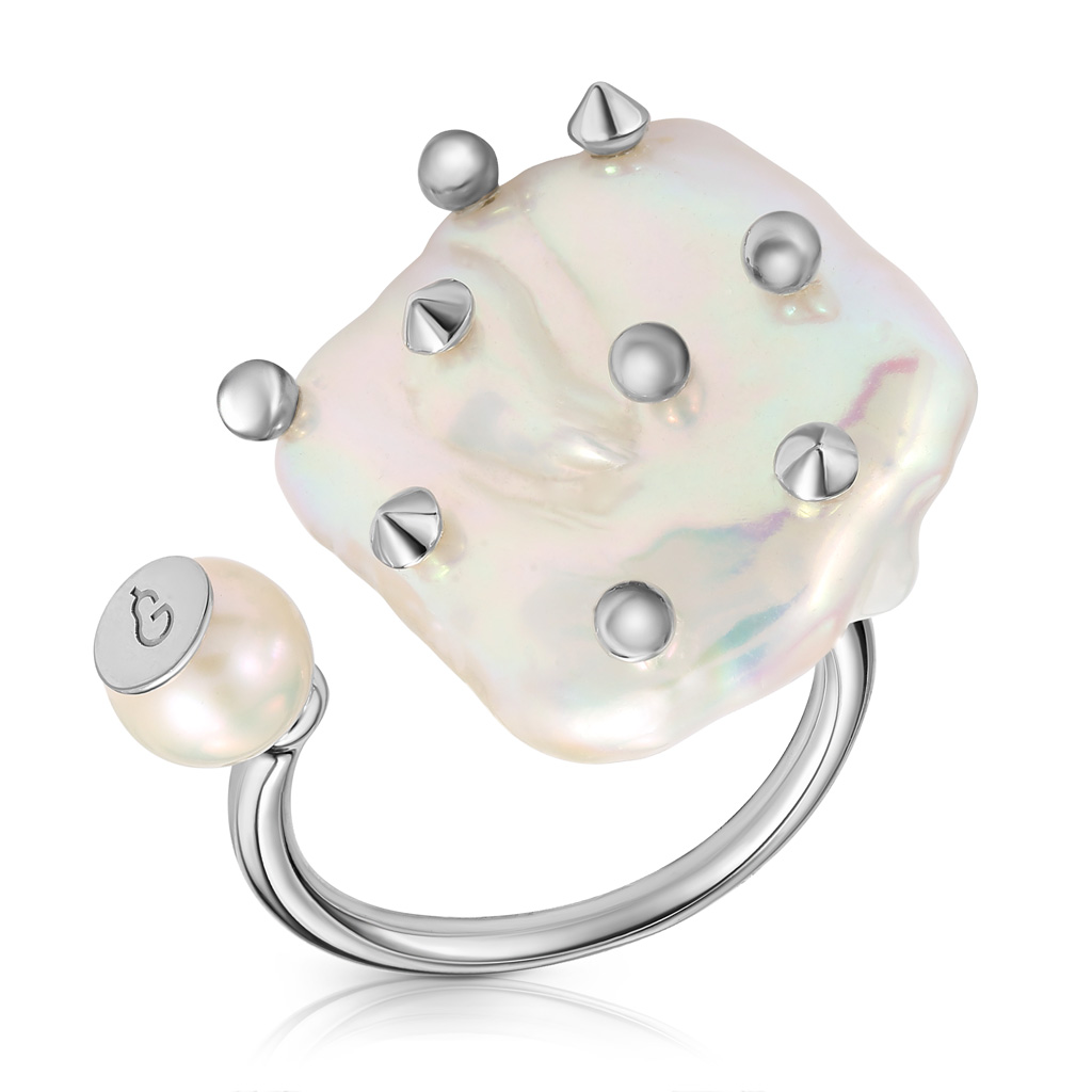 Кольцо из серебра с жемчугом декор для творчества металл тиара с жемчугом страза 3 5х6 см