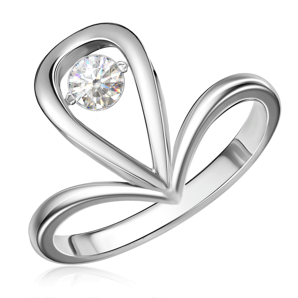 Кольцо из белого золота с танцующим бриллиантом кольцо из золота с бриллиантом