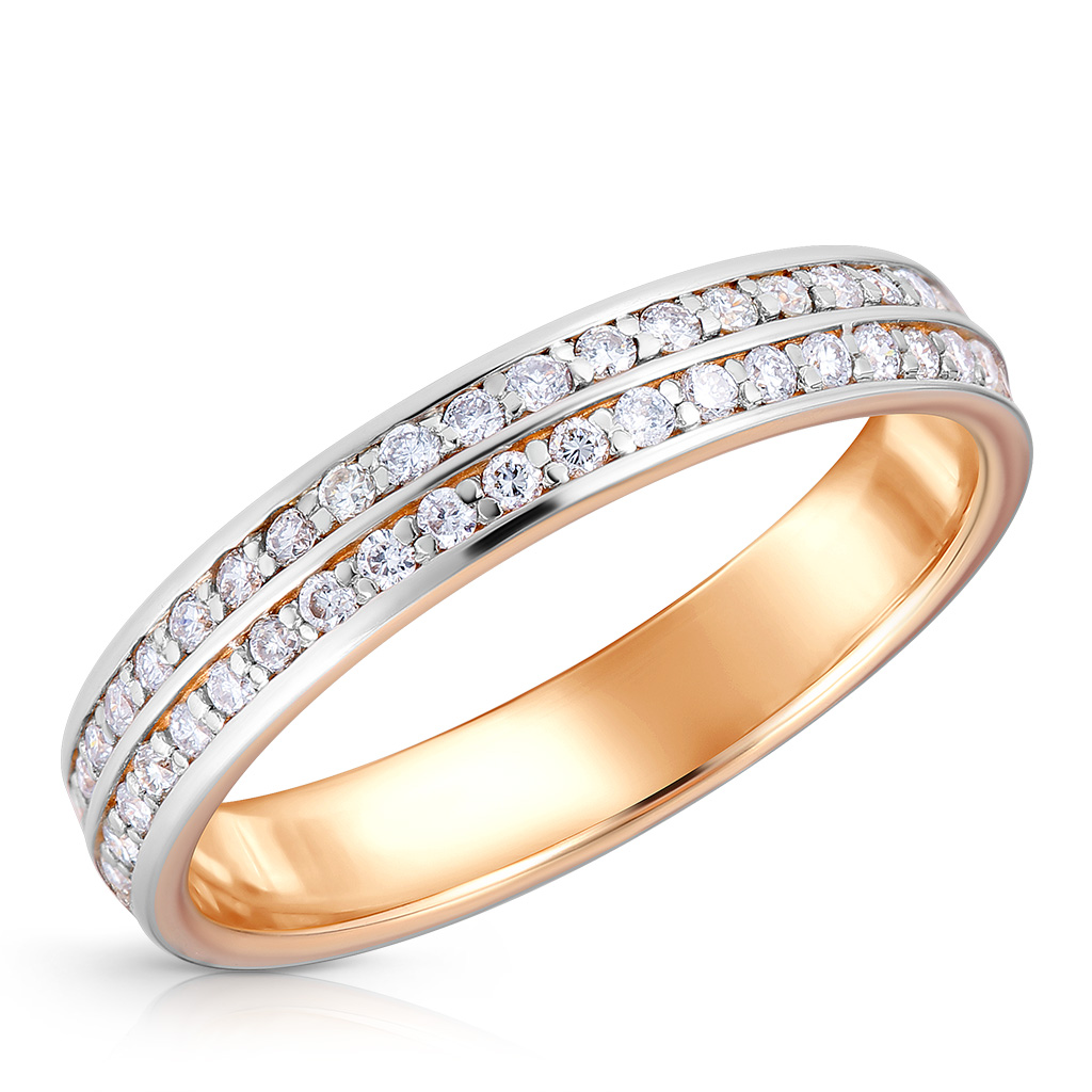 Кольцо обручальное из золота с бриллиантами кольцо из красного золота р 17 5 sokolov diamonds 3010553 бриллиант изумруд