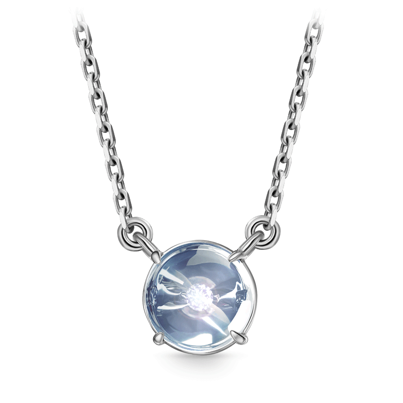 Колье из белого золота с топазом, плетение якорное