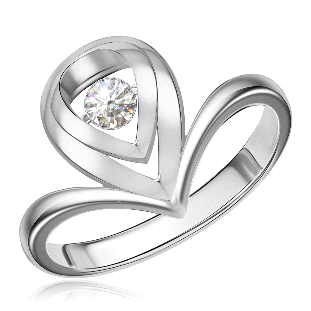 Кольцо из белого золота с танцующим бриллиантом моносерьга из белого золота с бриллиантом sokolov diamonds 1170006