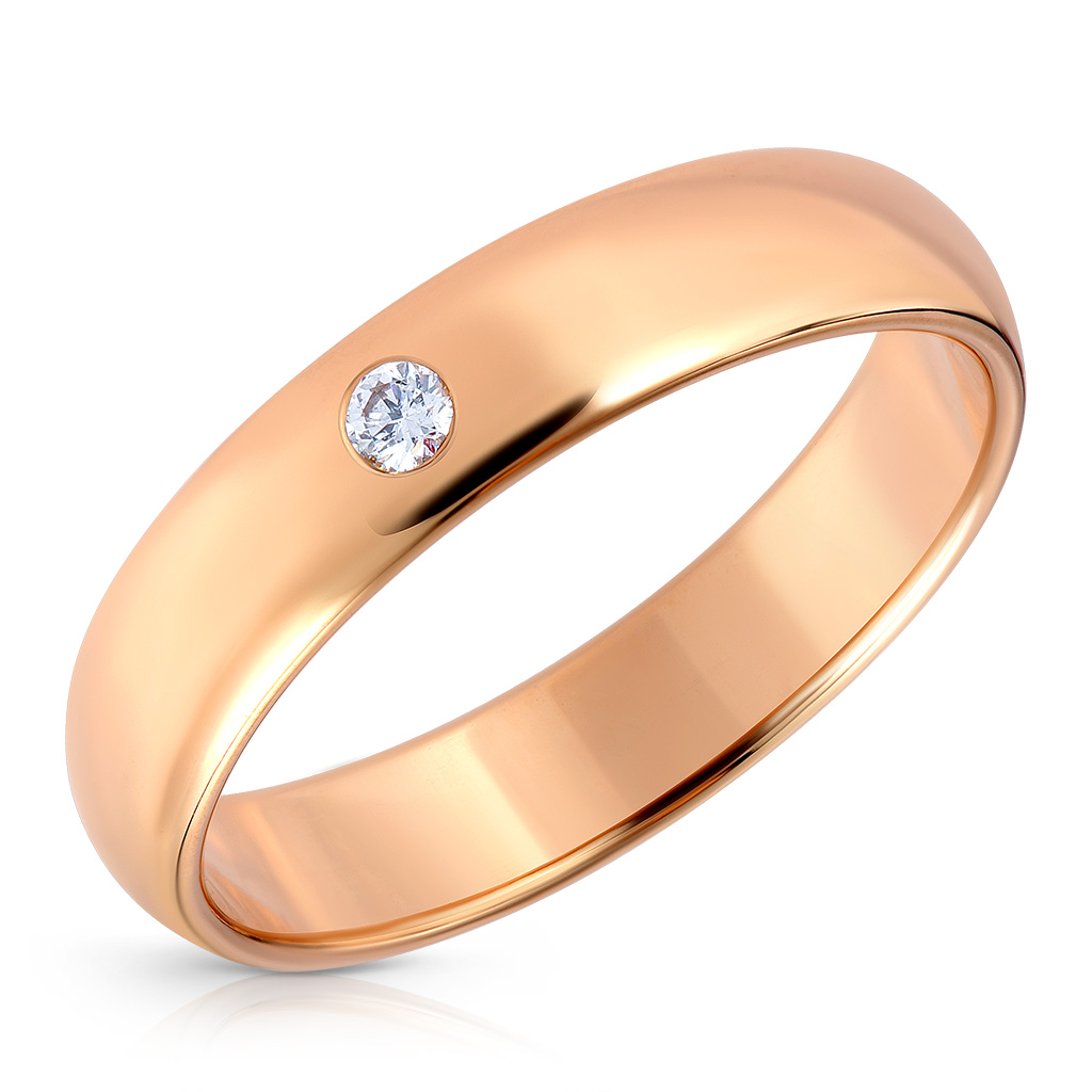 Кольцо обручальное из золота с бриллиантом кольцо из красного золота с фианитом р 18 585gold 301011863