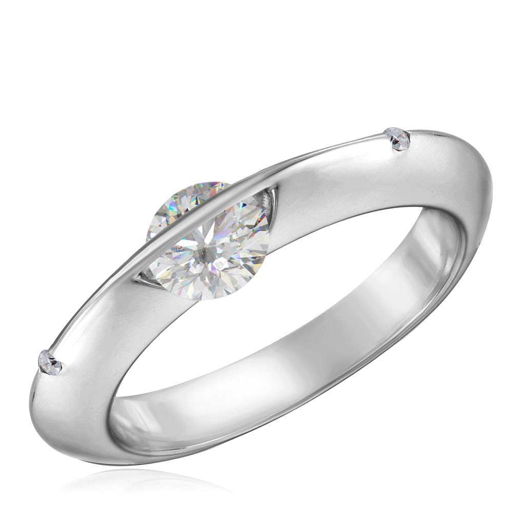 Кольцо из белого золота Танцующий бриллиант Air пигмент для глаз и макияжа век klepach pro тон 046 белый бриллиант
