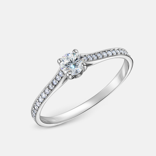 Кольцо помолвочное из белого золота с бриллиантами RD0004276105160