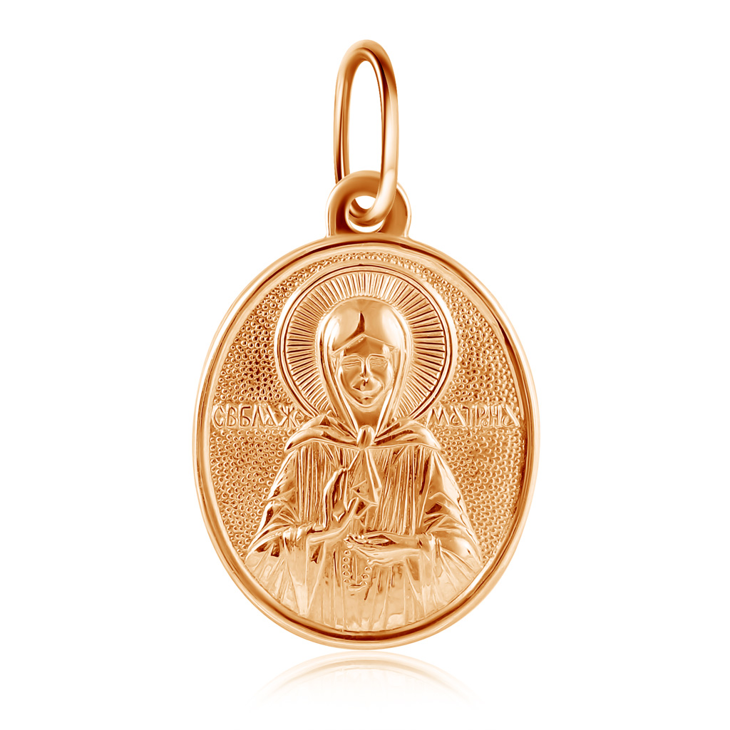 Золотая подвеска иконка Святая Матрона амур батюшка золотая лихорадка