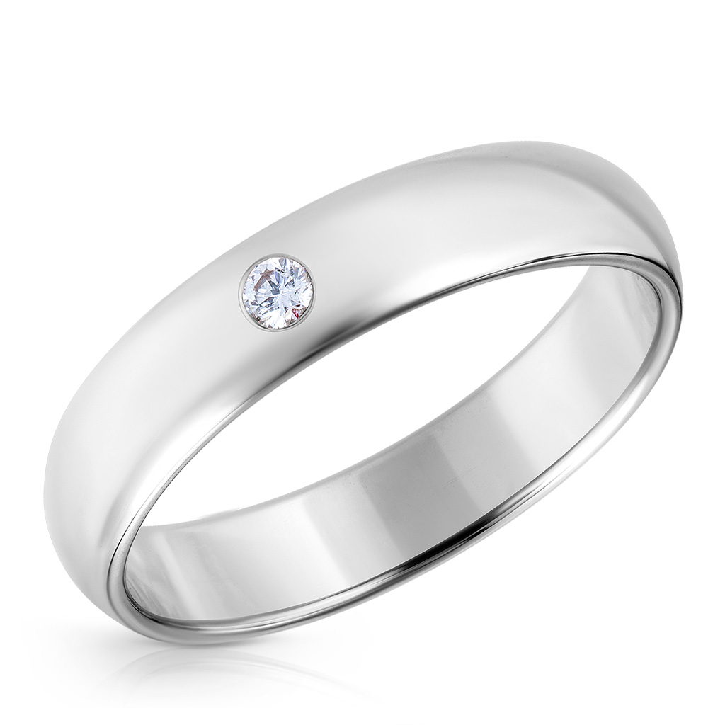 Кольцо обручальное из белого золота с бриллиантом кольцо с турмалином
