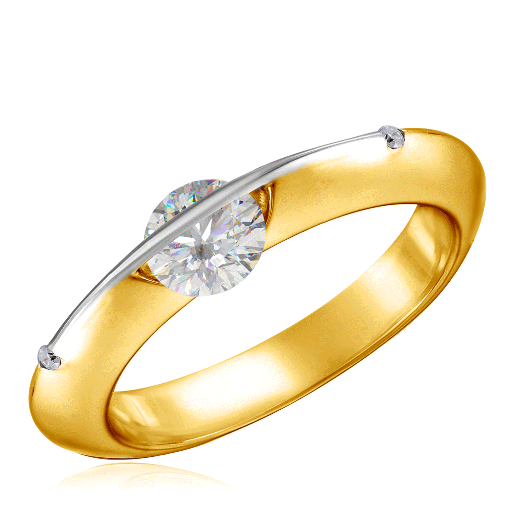 Кольцо из желтого золота Танцующий бриллиант Air канна зеленолистная бриллиант