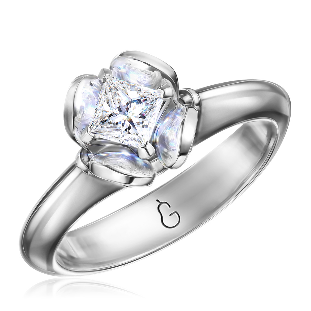 Кольцо из белого золота с бриллиантом кольцо из белого золота р 17 sokolov diamonds 3010589 3 бриллиант изумруд